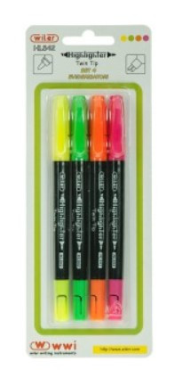 Wiler Highlighters Twin Tip 
Pack of 4