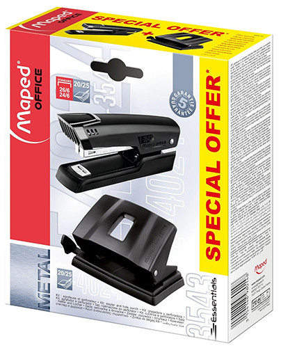 Maped Stapler & Hole Punch Set Black