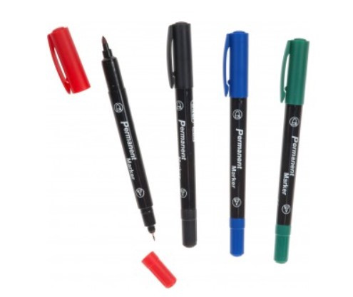 Wiler Permanent Markers Double Sided (twin tip) 
Set of 4