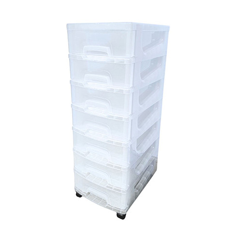 Plastic Drawers x 7 on Wheels