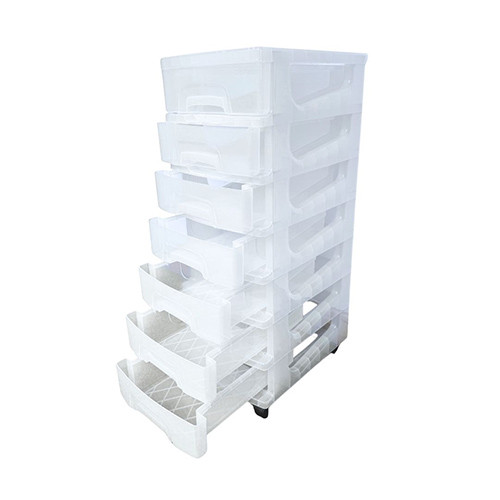 Plastic Drawers x 7 on Wheels
