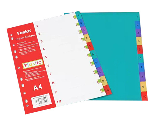Plastic Coloured Dividers Numbered 1 to 10