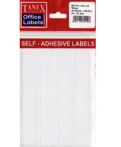 Self adhesive White labels 16 x 22mm