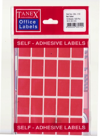 Self adhesive Red labels 16 x 22mm