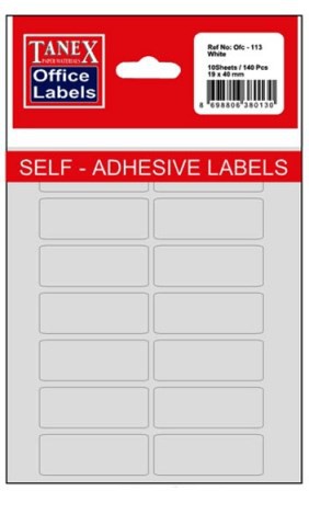Self adhesive White labels 19 X 40mm