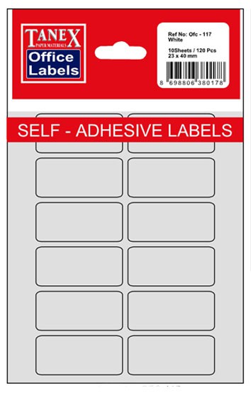 Self adhesive White labels 23 X 40mm