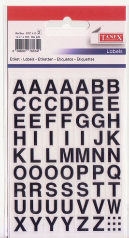 Self Adhesive Stickers A to Z Black