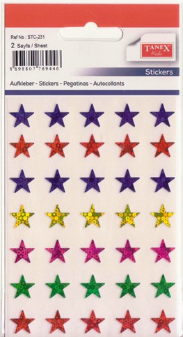 Self Adhesive Stickers Stars Assorted Colours