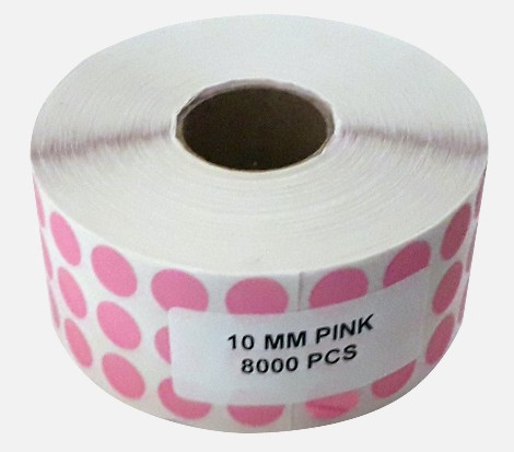 Roll Stickers Round 10mm Pink