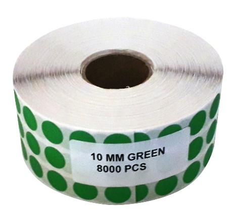 Roll Stickers Round 10mm Green