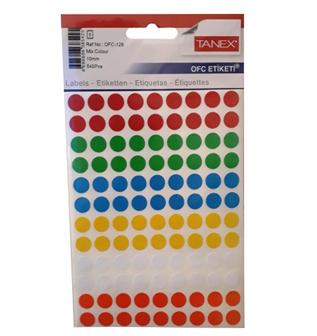 Self Adhesive Stickers Round 10mm Assorted Colours