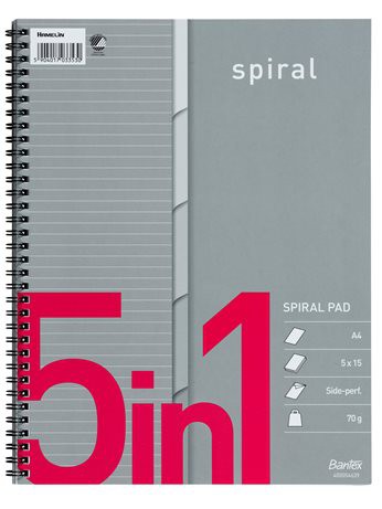 A4 Ruled Spiral Book 140 Pages Indexed 5 in 1