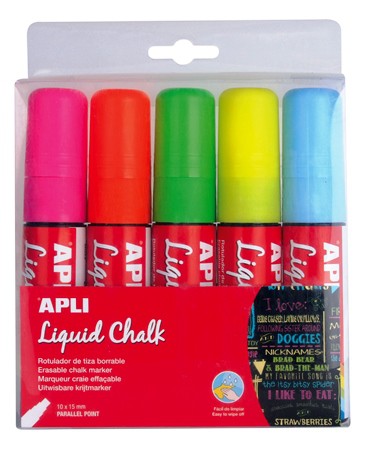 Apli Liquid Chalk Markers Assorted Colours Thick Tip