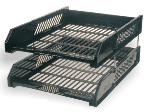 Filing Trays Black Set of 2 including metal risers