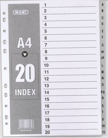 Wiler Plastic Dividers A to Z
