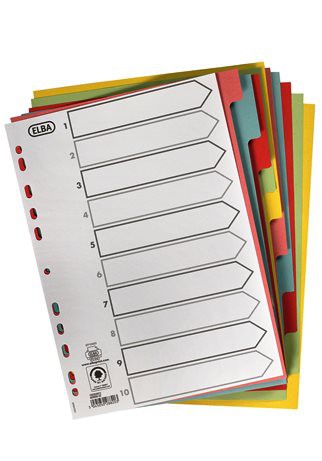 Cardboard Dividers Set of 10 colours