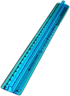 Ruler 30cm Transparent Blue with Finger Grip Blue transparent