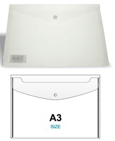 A3 Pocket File One Button Transparent 
Pack of 12