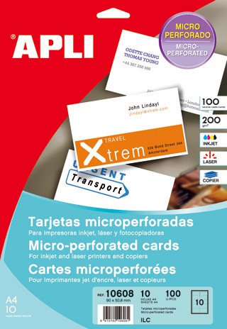 Micro perforated business cards 90 x 50.8mm