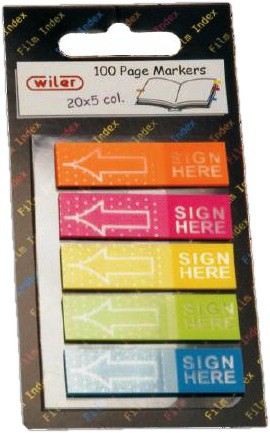 Index Tabs Plastic 12 x 44mm Arrow Sign Here Shaped