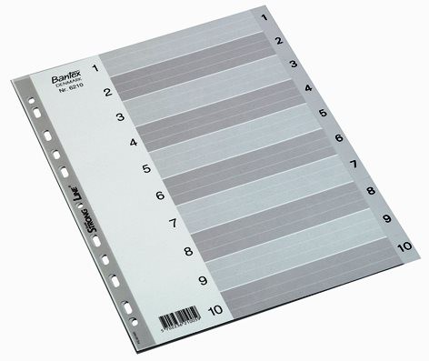 Plastic Dividers Numbered 1 to 10 'Bantex'