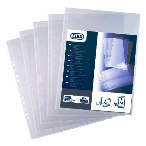 Bantex A3 Portrait Plastic Punched Pockets 
Pack of 25
