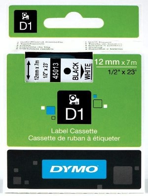 Dymo Tape 12mm x 7m Black on White