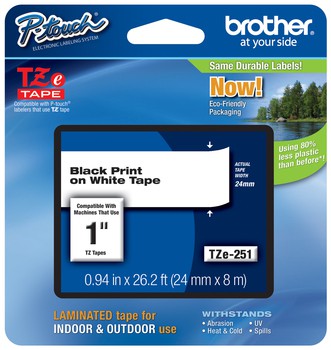 Brother Tape 24mm x8m Black on White