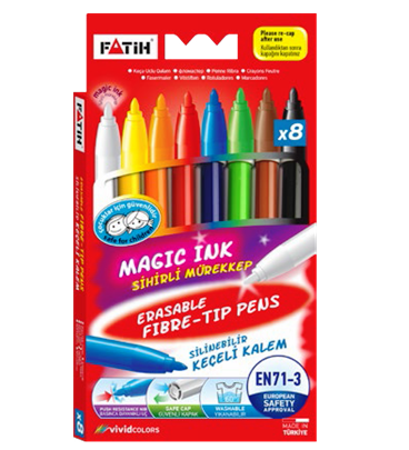 Erasable Fibre Tip Colouring Pens 
Pack of 8