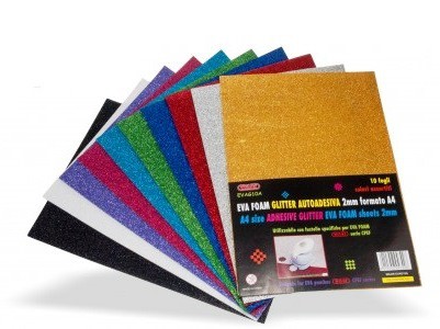 Adhesive Glitter Foam Sheets A4 Assorted Colours
