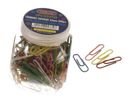 Paper Clips 33mm Plastic Coated 'Wiler'