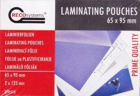Laminating Pouches 65 x 95mm 125 mic