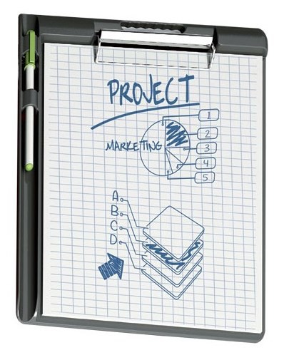 Clip Board A4 Black with pen holder
