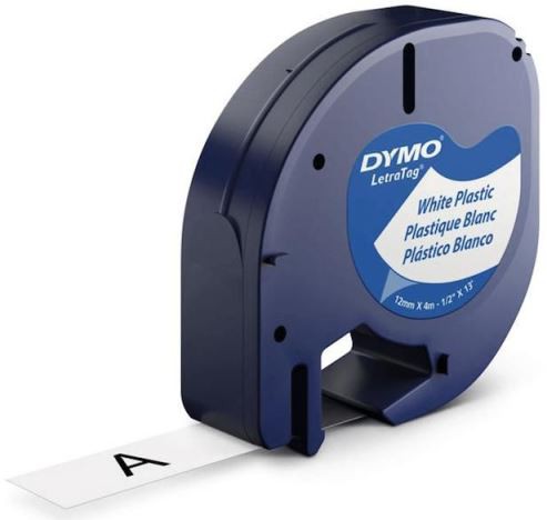Dymo Letratag Tape 12mm x 4m Black on White