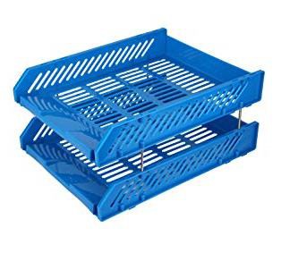 Filing Trays Blue Set of 2 including metal risers