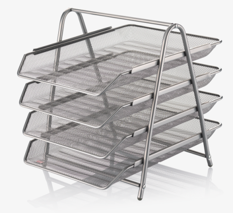 Filing Trays Silver Set of 4 'CASSA'