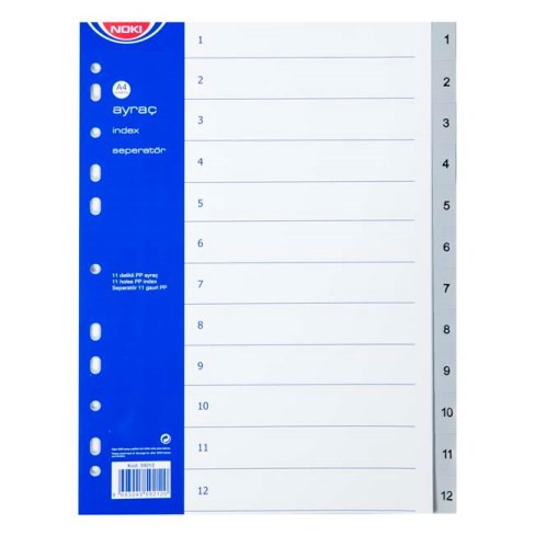 Plastic Dividers Numbered 1 to 12 'Noki'