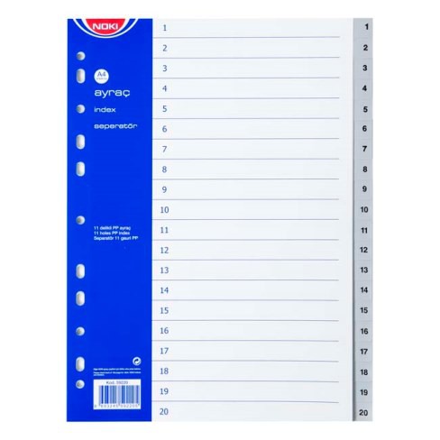 Plastic Dividers Numbered 1 to 20 'Noki'
