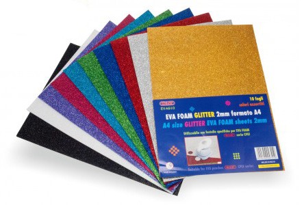 Glitter Foam Sheets A4 Assorted Colours