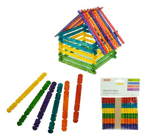 Wooden Coloured Serrated Pop Sticks 115mm