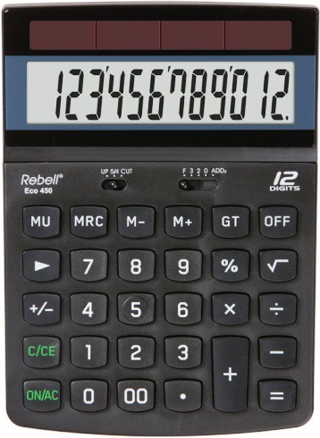 12 Digit Calculator ECO 450 Extra Size Solar Panel