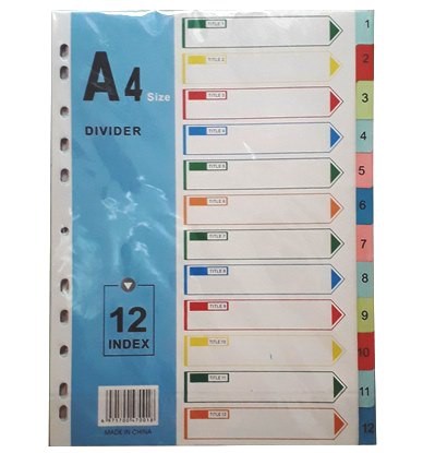 Carton Coloured Dividers Numbered 1 to 12